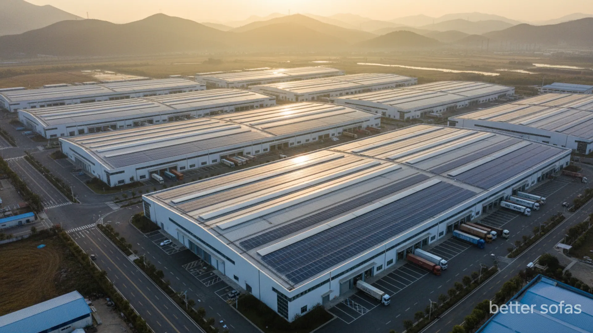 PackableSofa Hangzhou manufacturing campus — aerial view