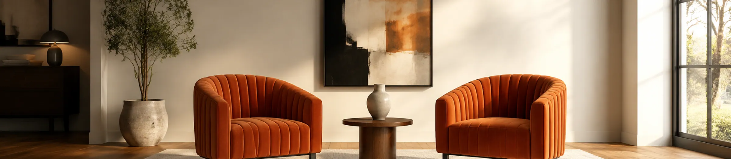 Amber Velvet Ribbed Armchair — lifestyle cover