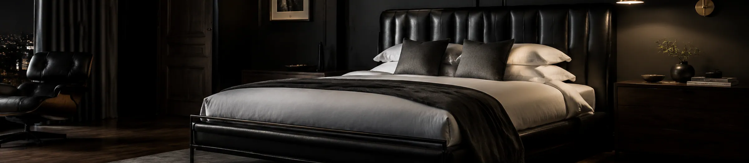 Manhattan Leather Cushion-Back Bed — lifestyle cover