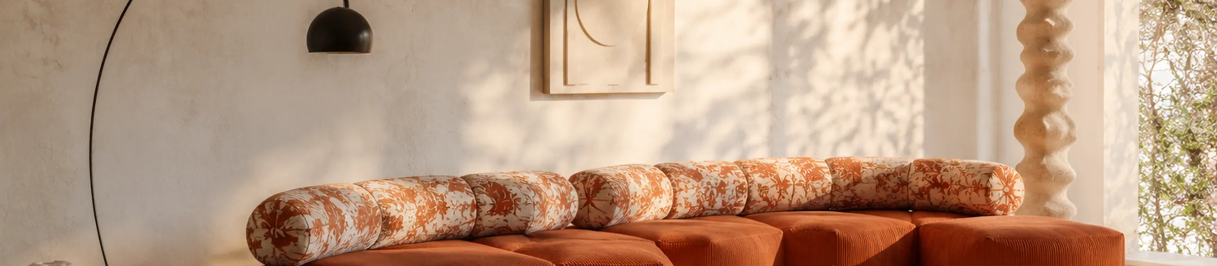 Terracotta Modular Bolster Sectional — lifestyle cover