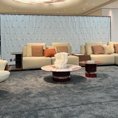 Camel Leather Motion Sofa angle 4