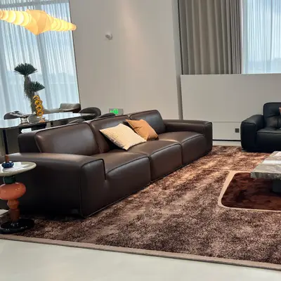 Eclipse Brown Leather Bed angle 5