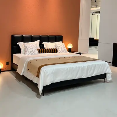 Manhattan Leather Cushion-Back Bed angle 1