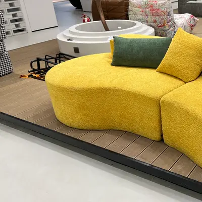 Sunburst Bouclé Curve Sofa angle 2