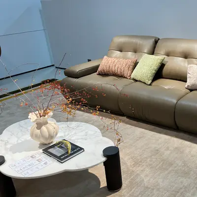 Sunburst Bouclé Curve Sofa angle 6