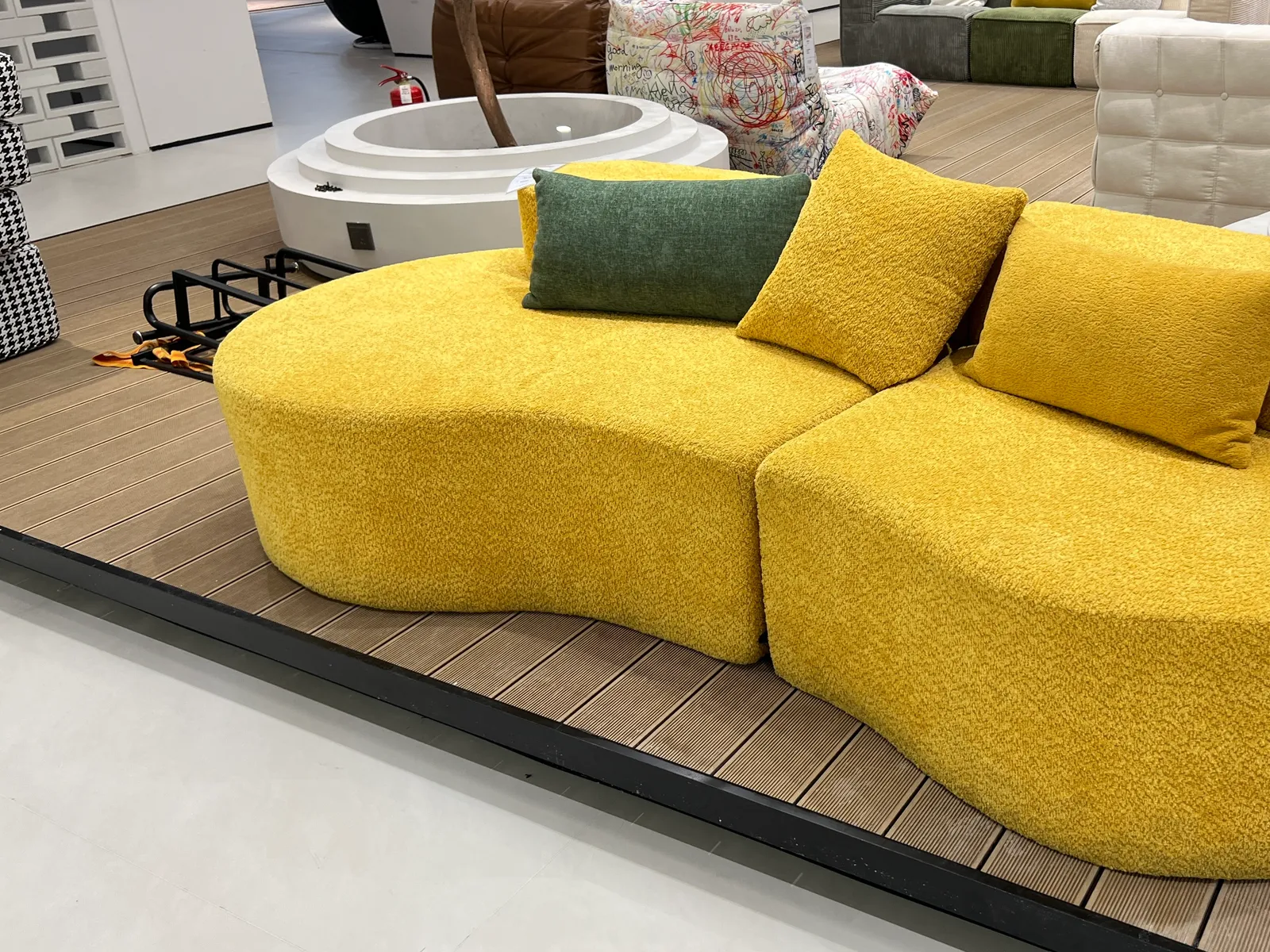 Sunburst Bouclé Curve Sofa