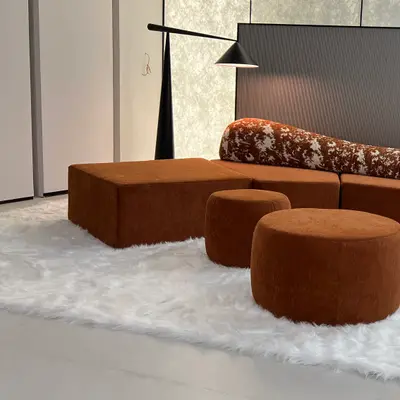 Terracotta Modular Bolster Sectional angle 2