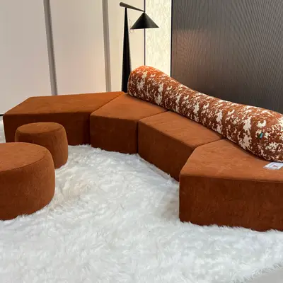 Terracotta Modular Bolster Sectional angle 3