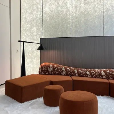 Terracotta Modular Bolster Sectional angle 4